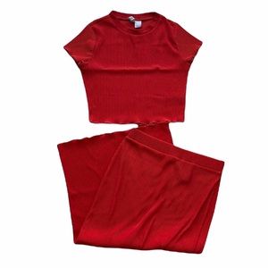 H&M two piece midi skirt set and crop top